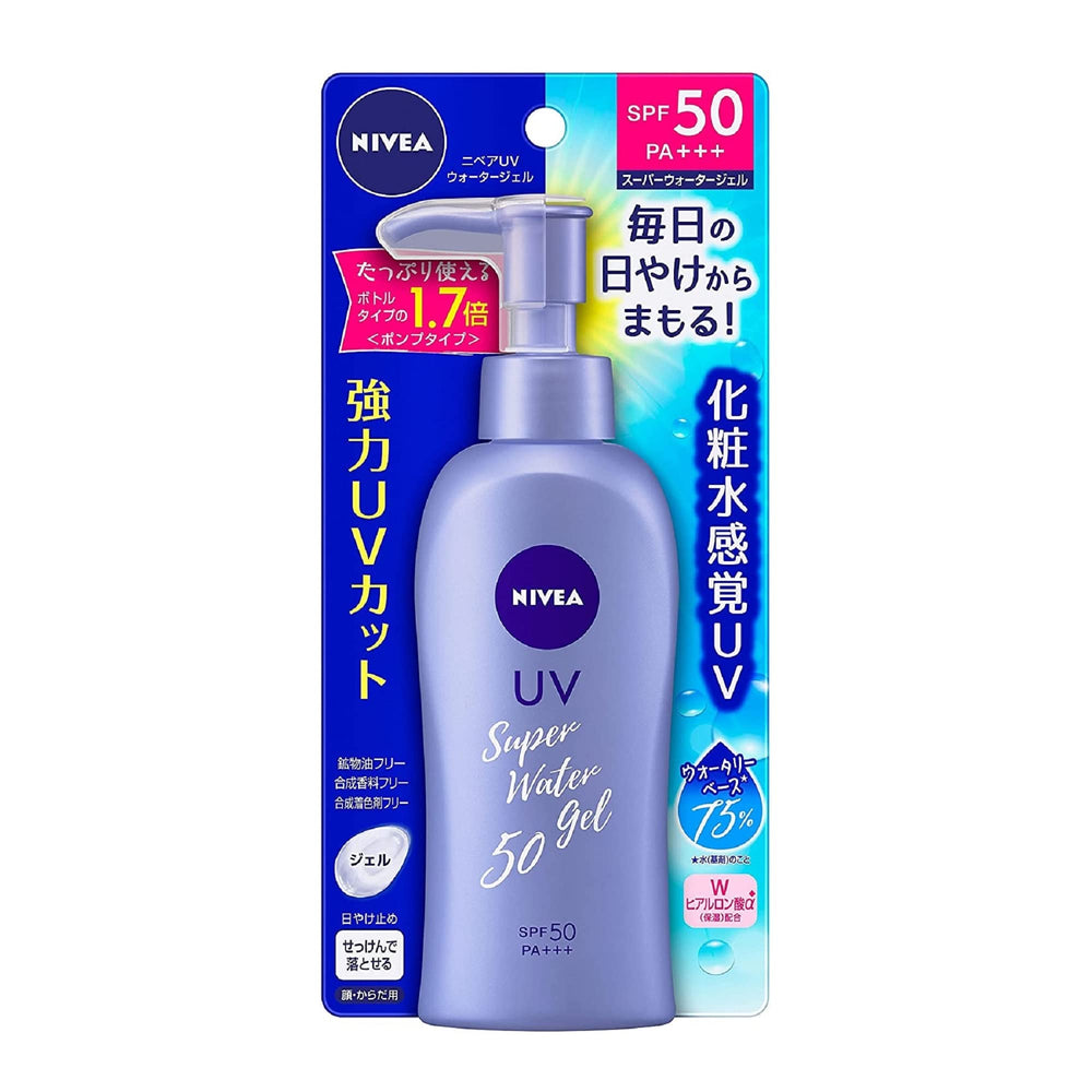 SOFIA BY ODE NIVEA Sun Protect Super Water Gel SPF50 pump-top for easy daily application.