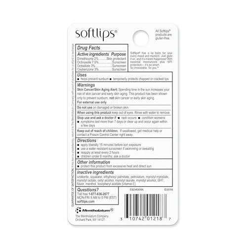 SoftLips lip balm close-up showing smooth glide and moisture for dry lips.