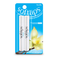SoftLips vanilla lip protectant tube delivers long-lasting hydration for very dry lips.