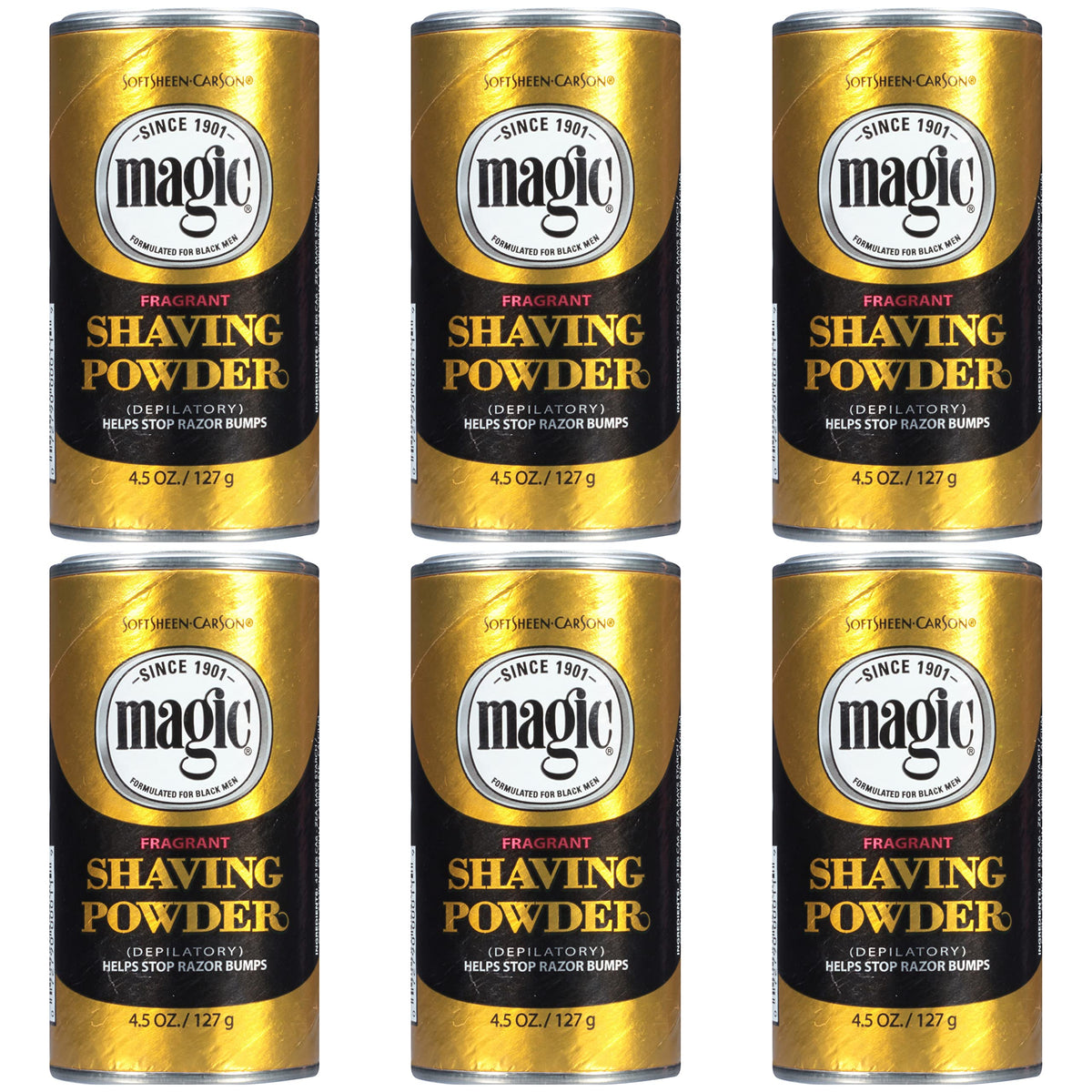 SoftSheen Magic Shave Powder jar front view for razorless shave convenience and smoother skin