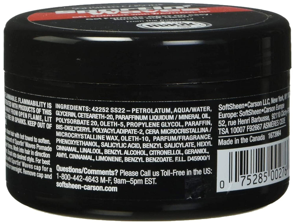 SoftSheen Sportin Waves black can with Wavitrol III label conveys premium feel and reliable hold