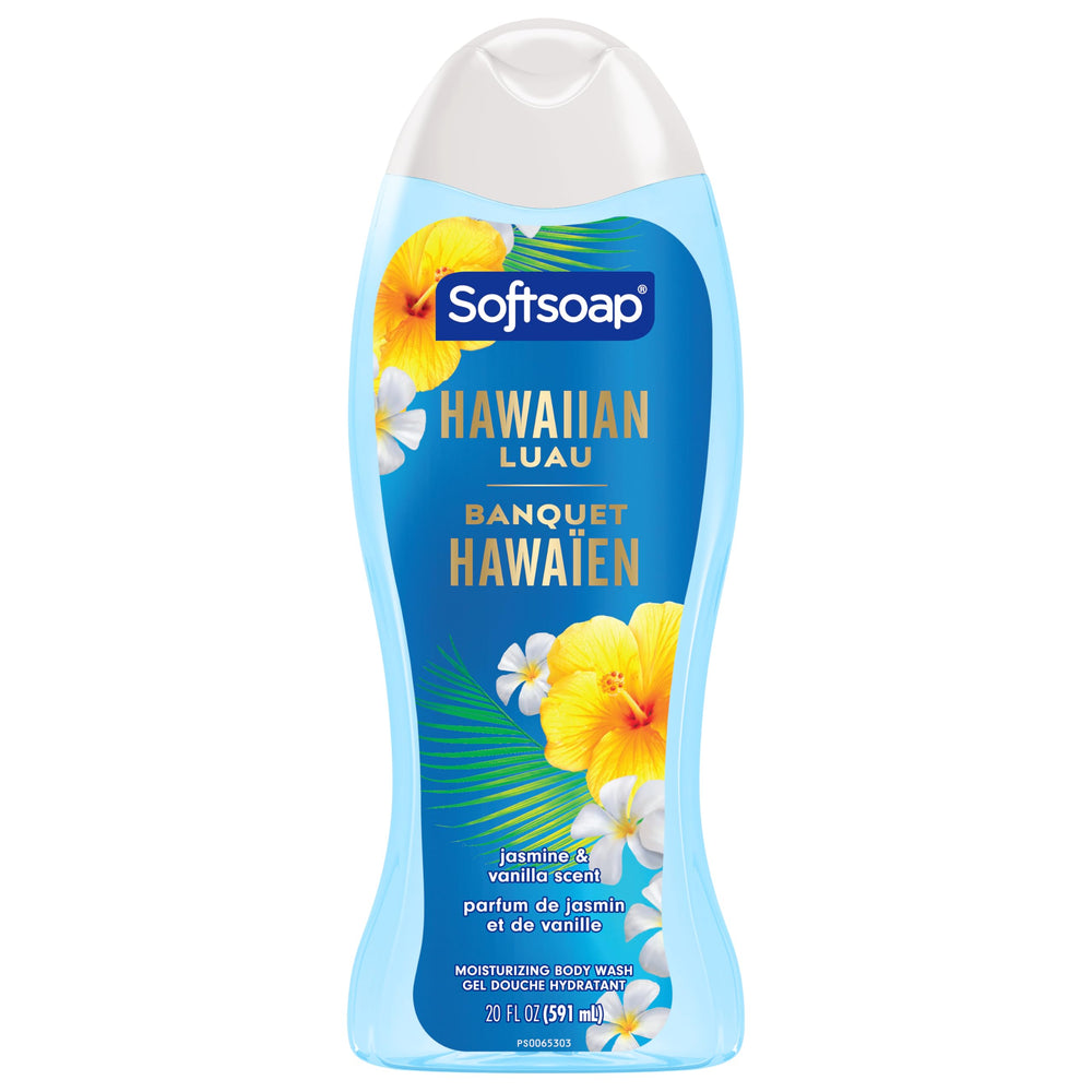 Softsoap bathroom-shelf-display-hawaiian-luau ready for everyday refresh