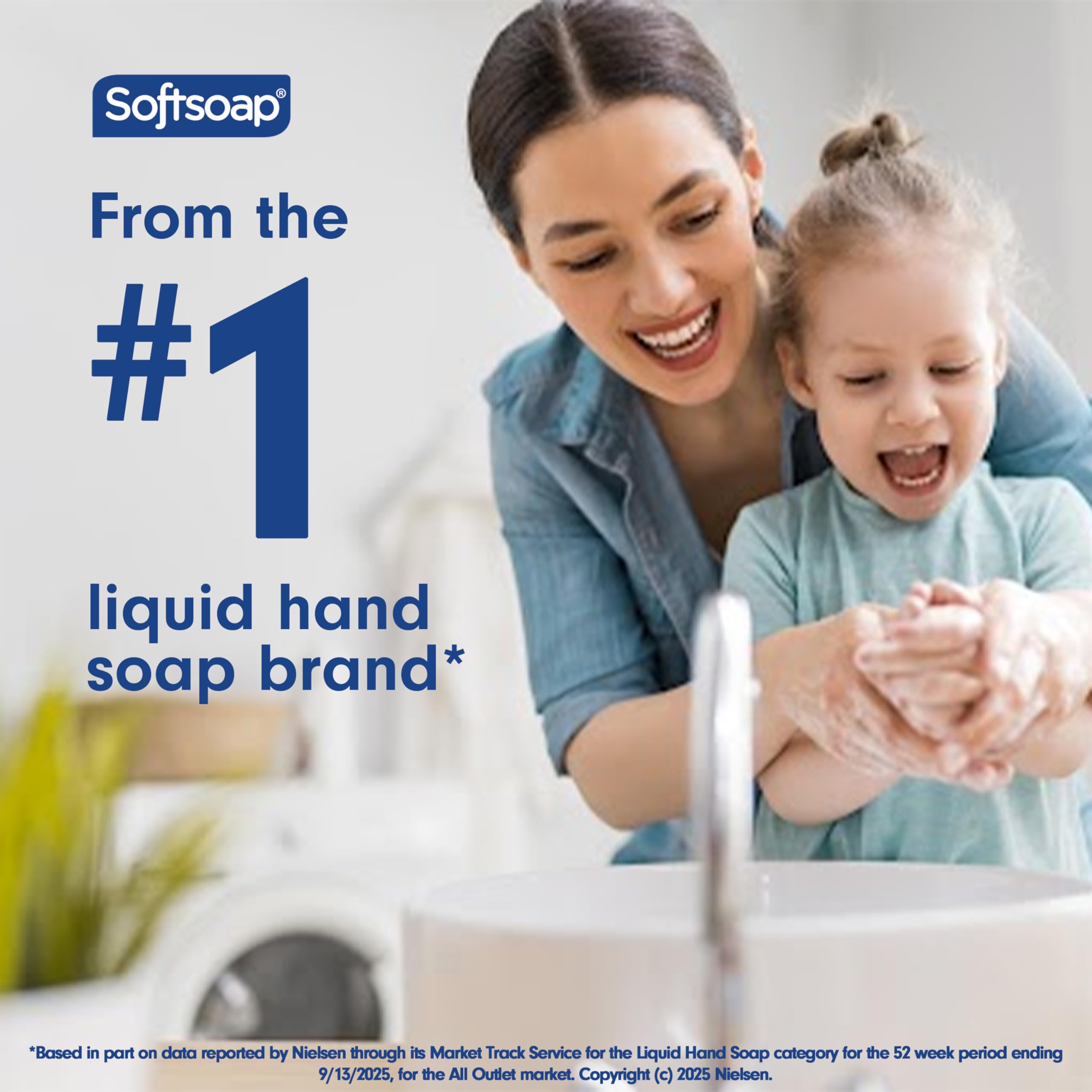 Softsoap ingredient panel label visible emphasizing moisturizing formula transparency benefit