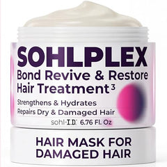 sohl-I.D. Hair Mask jar closeup showing rich conditioning for damaged hair.