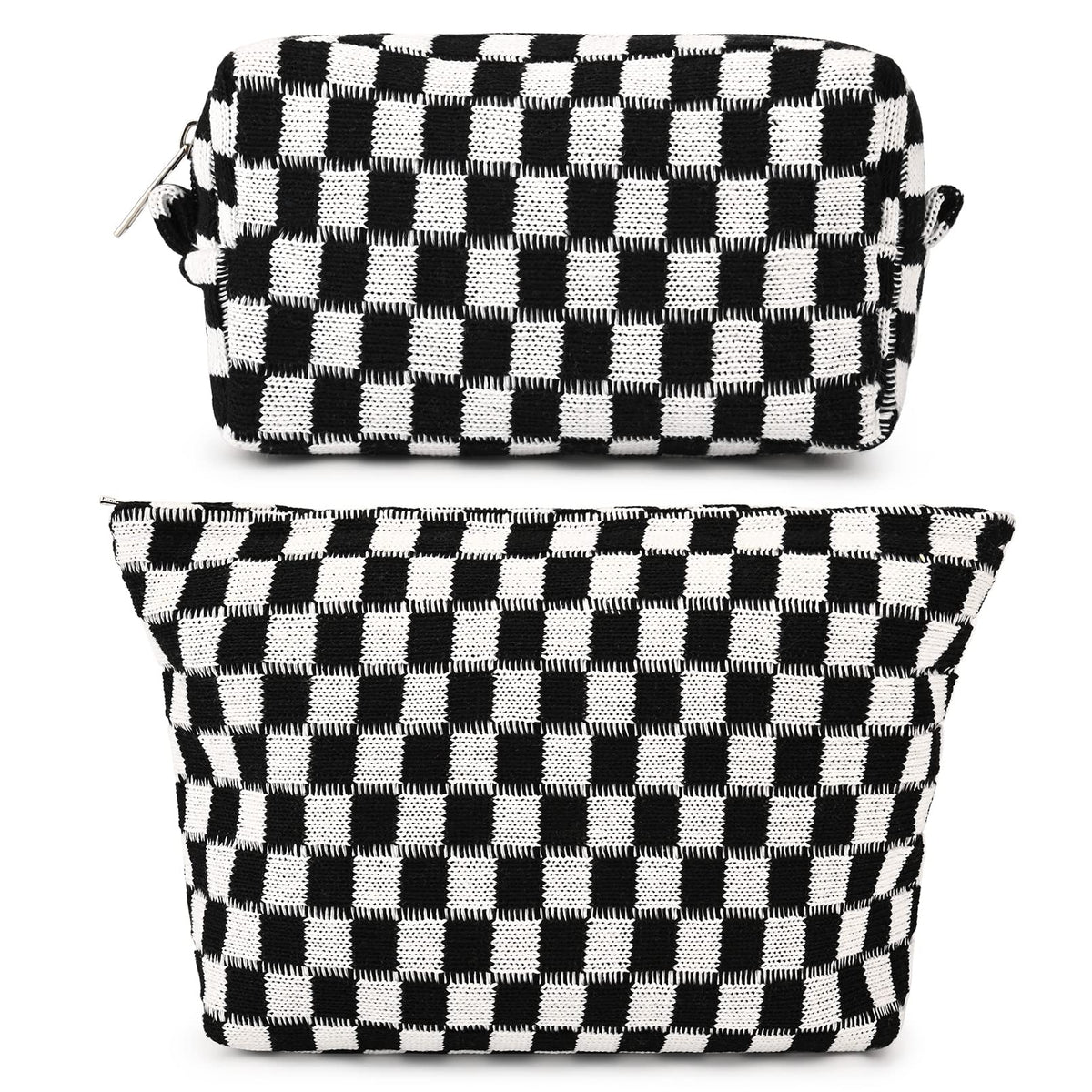SOIDRAM checkered makeup bag image showing large capacity for cosmetics on the go