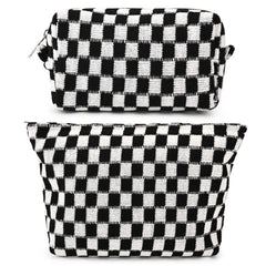 SOIDRAM checkered makeup bag image showing large capacity for cosmetics on the go