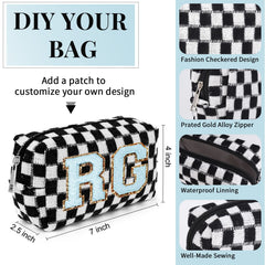 SOIDRAM pink-black checkered cosmetic pouches ideal for travel and daily use.
