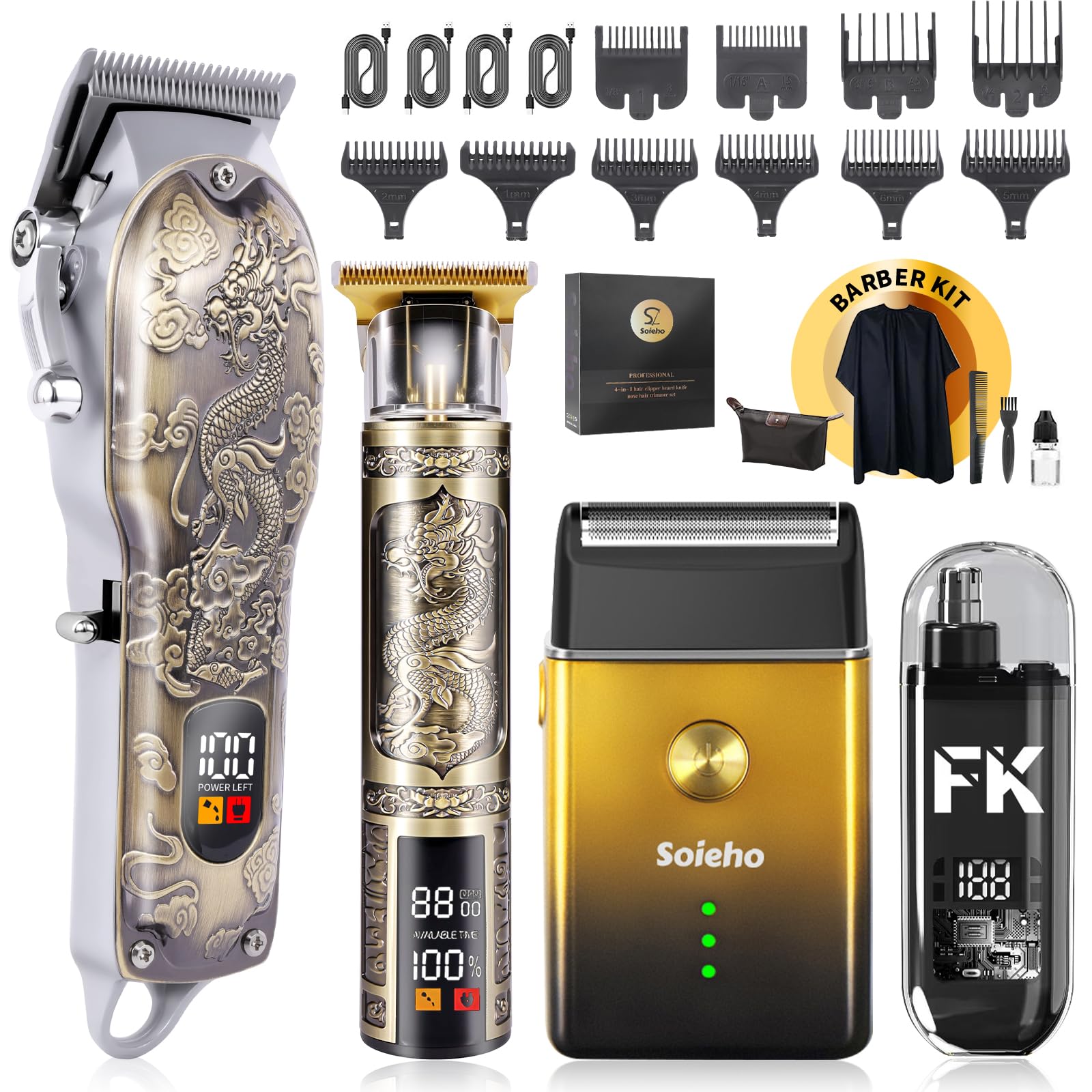 Soieho hair clipper set front view for precise at-home haircuts