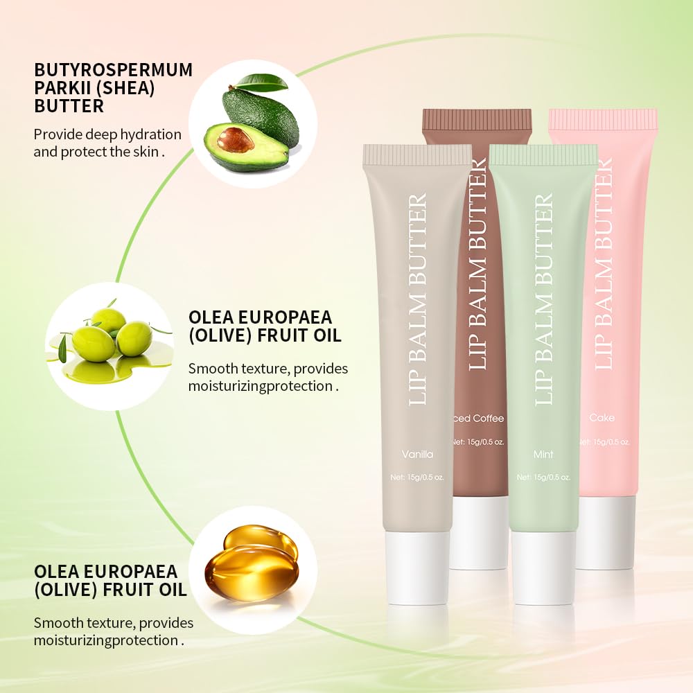 Sokgo Lip Glossy Butter Lip Balm color swatches reveal four wear-ready shades