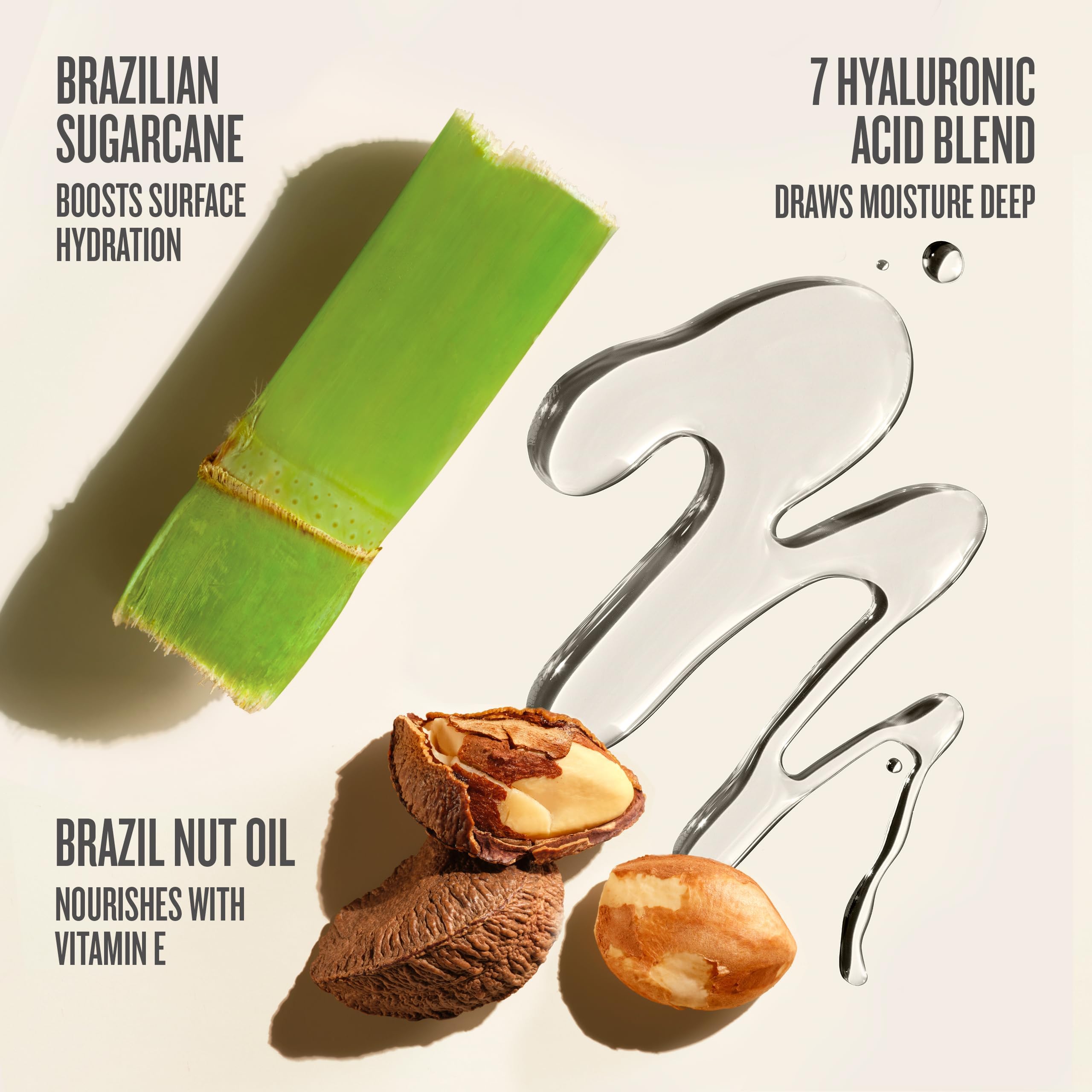 Sol de Janeiro Badalada Vanilla Lotion shows seven-hyaluronic-acid blend for deep moisture.