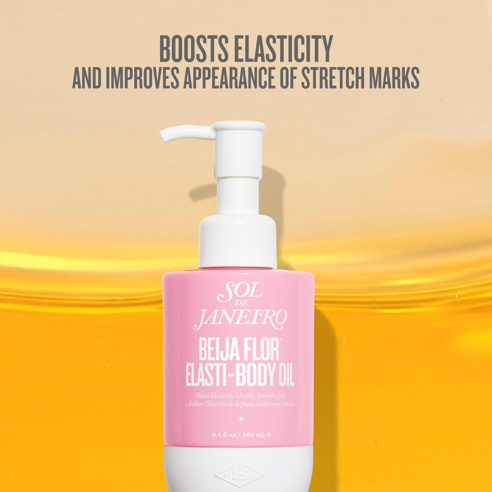 Sol de Janeiro Beija Flor Elasti-Body Oil bottle top showing lightweight moisture