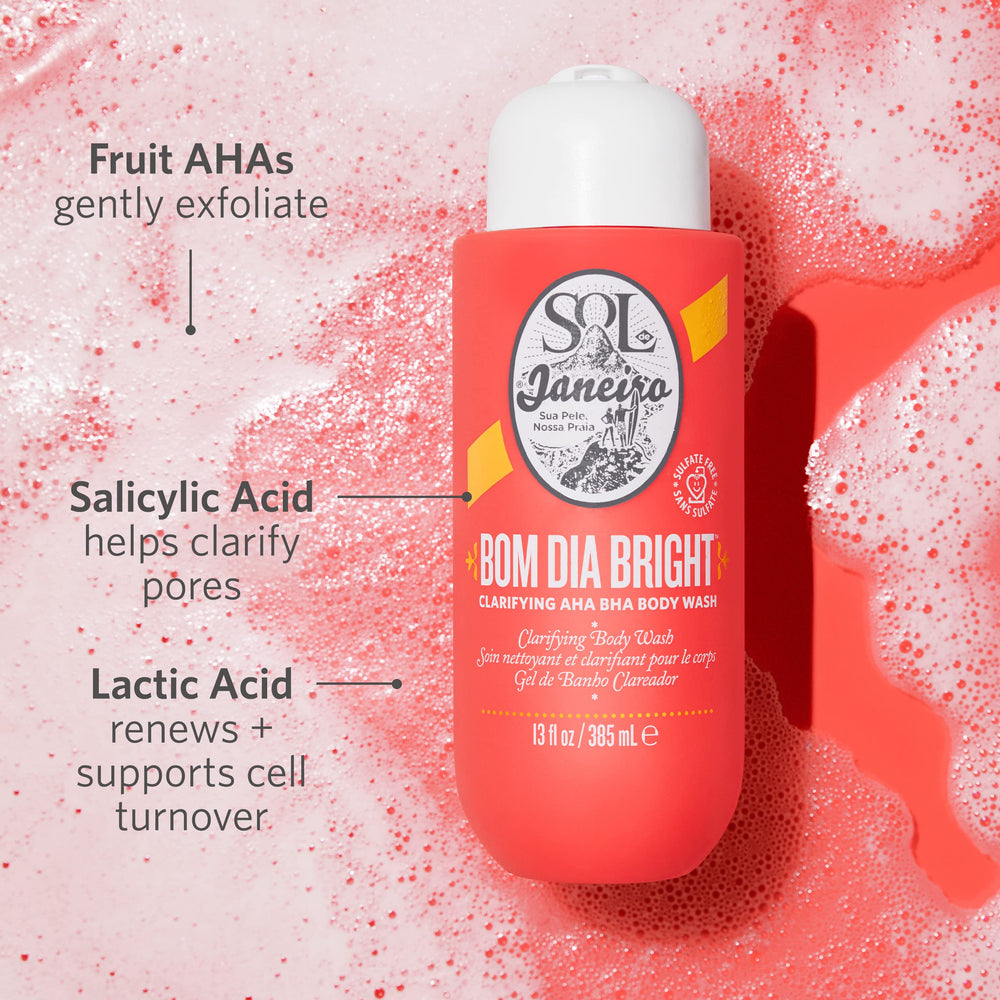 Sol de Janeiro Bom Dia Bright body wash lather spreading on skin