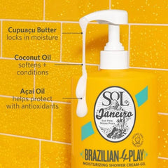 Sol de Janeiro Brazilian Play lather promotes silky skin during showers.