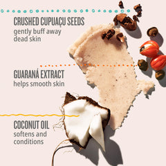 Sol de Janeiro Bum Bum Body Scrub crushed cupuaçu seeds for smooth, luminous skin.