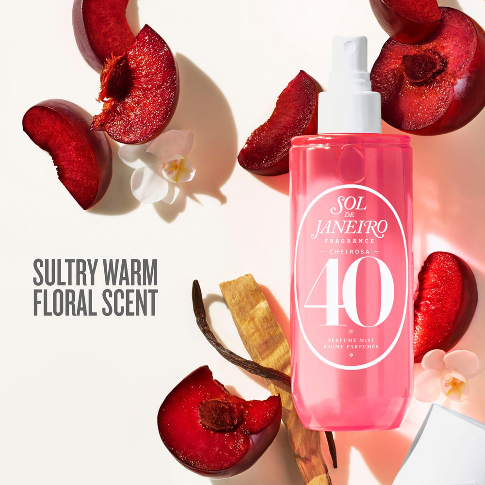 Sol de Janeiro Cheirosa 40 mist on hair: subtle daily fragrance while styling.