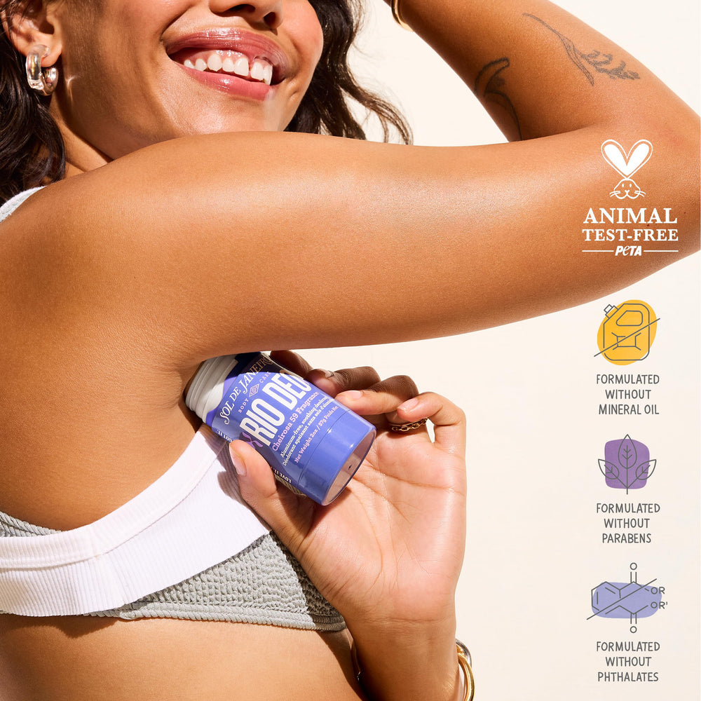 Sol de Janeiro Cheirosa 59 ingredients graphic with citric ester and papaya enzyme benefits.
