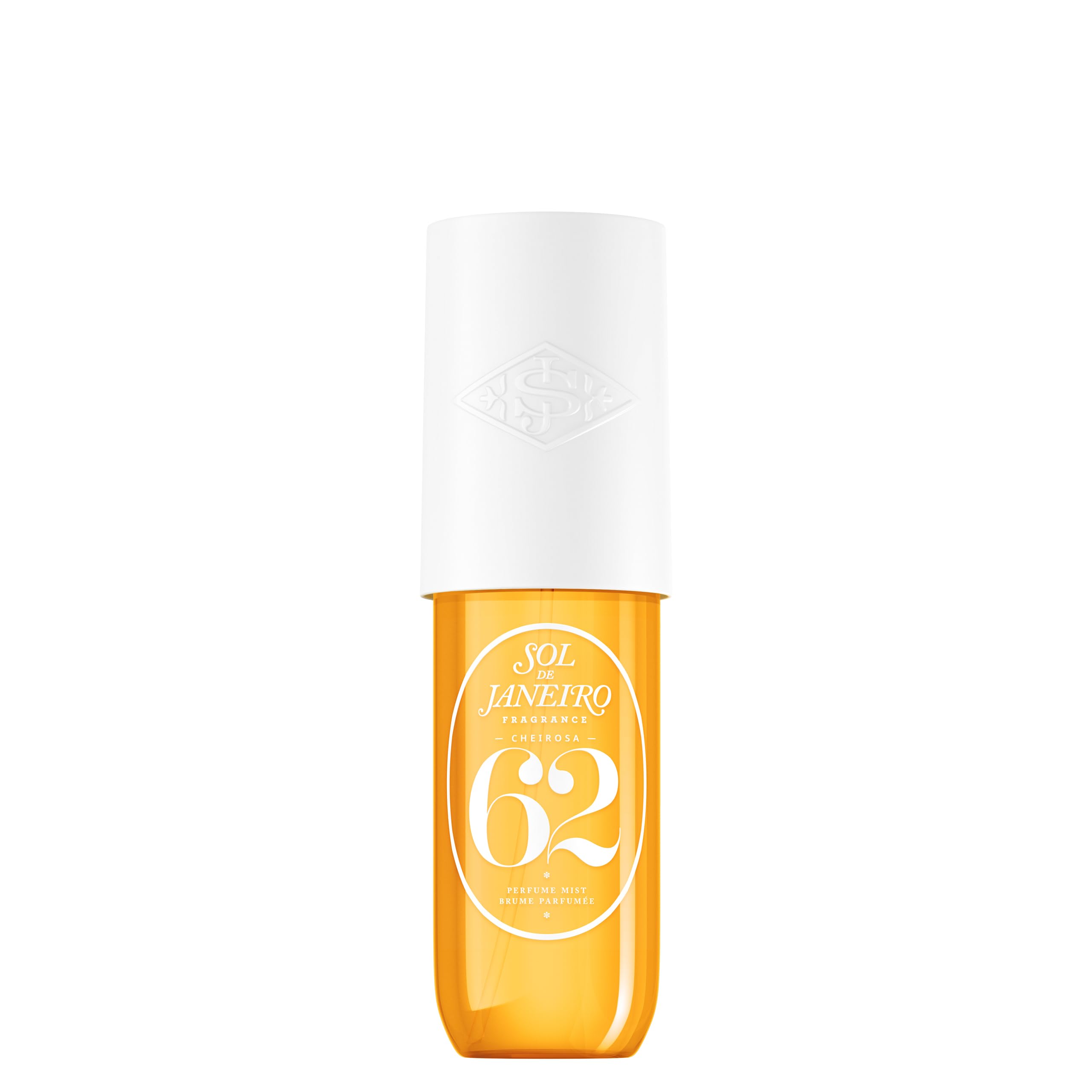 Sol de Janeiro Cheirosa 62 mist bottle delivers warm vanilla gourmand scent for daily refresh.