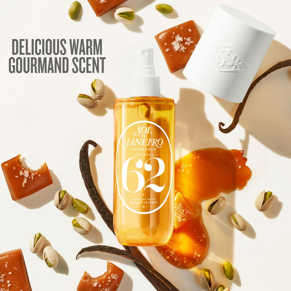 Sol de Janeiro Cheirosa 62 mist pistachio note close-up evokes creamy sweetness.