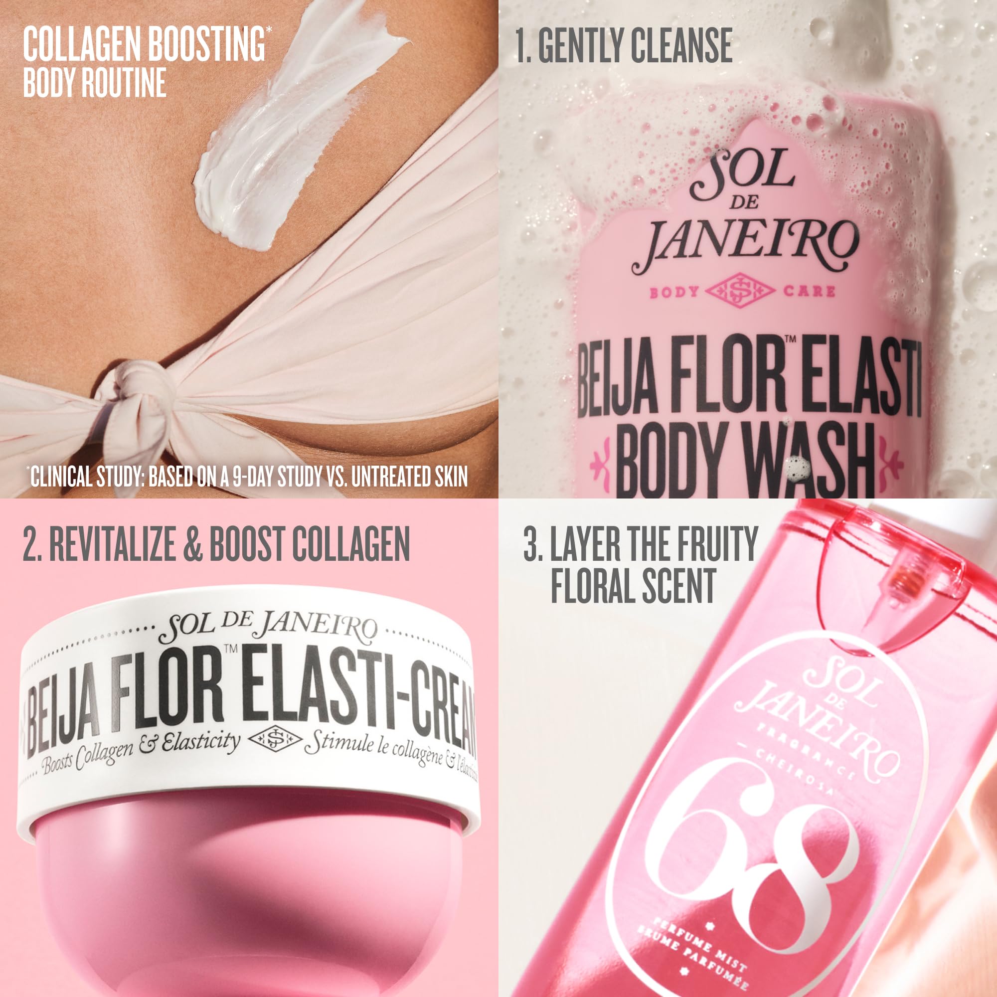Packaging-inspired display showcasing the travel-size perfume mist