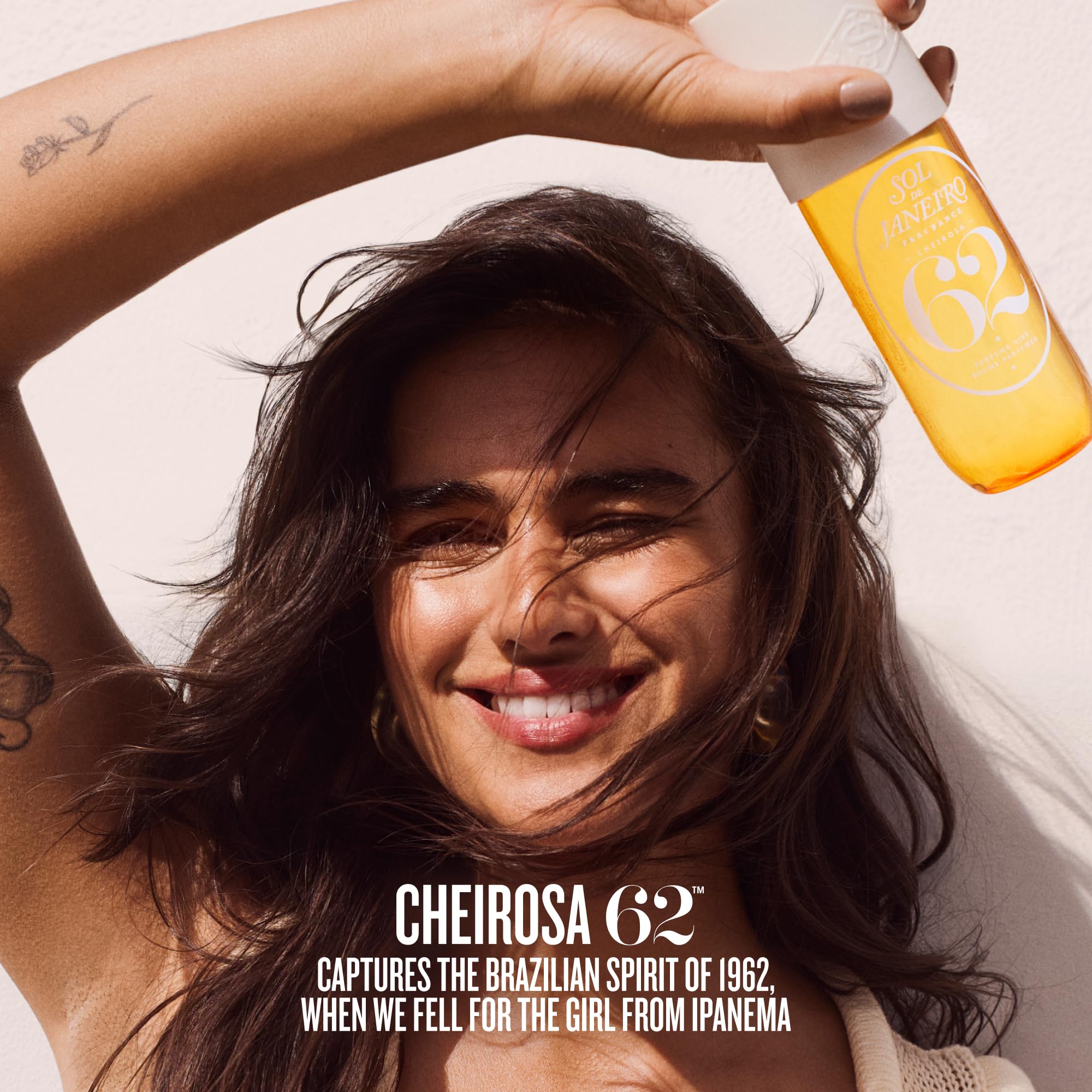Sol de Janeiro Cheirosa mist applied to hair and skin during routine.