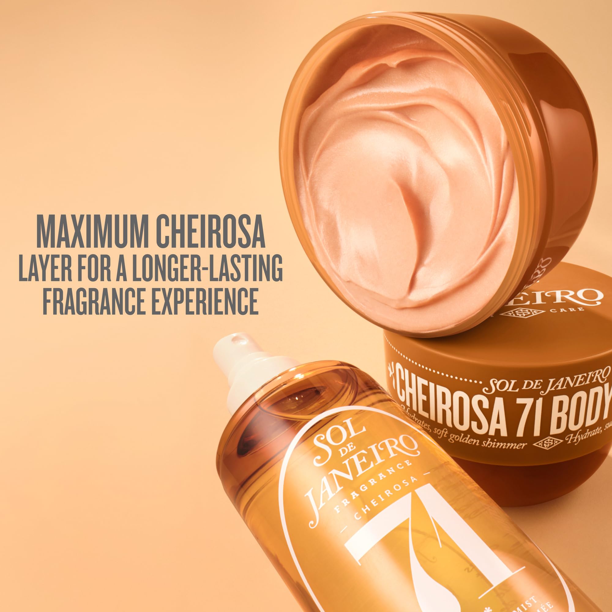 Sol de Janeiro Cheirosa mist using on skin for quick fragrance lift.