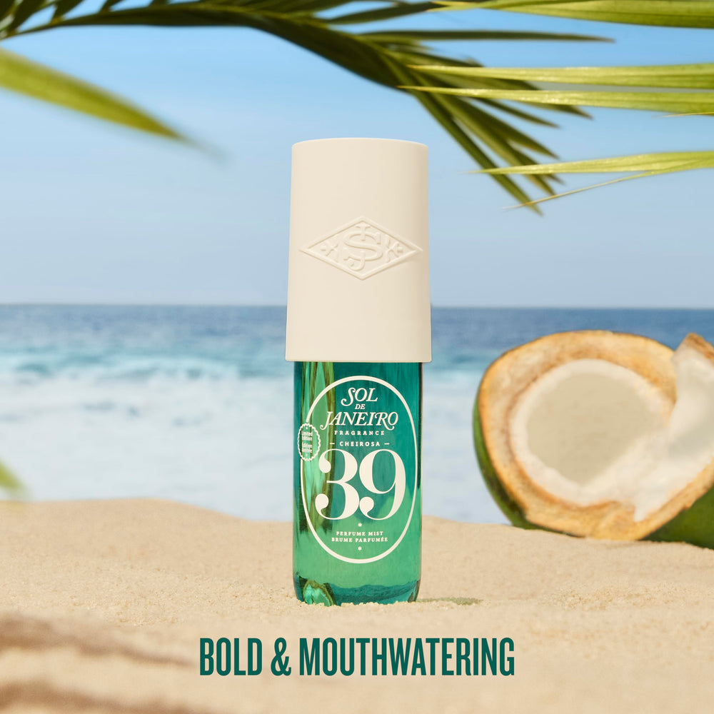 Sol de Janeiro Cheirosa 39 travel-size packaging emphasizes convenient fragrance for trips.