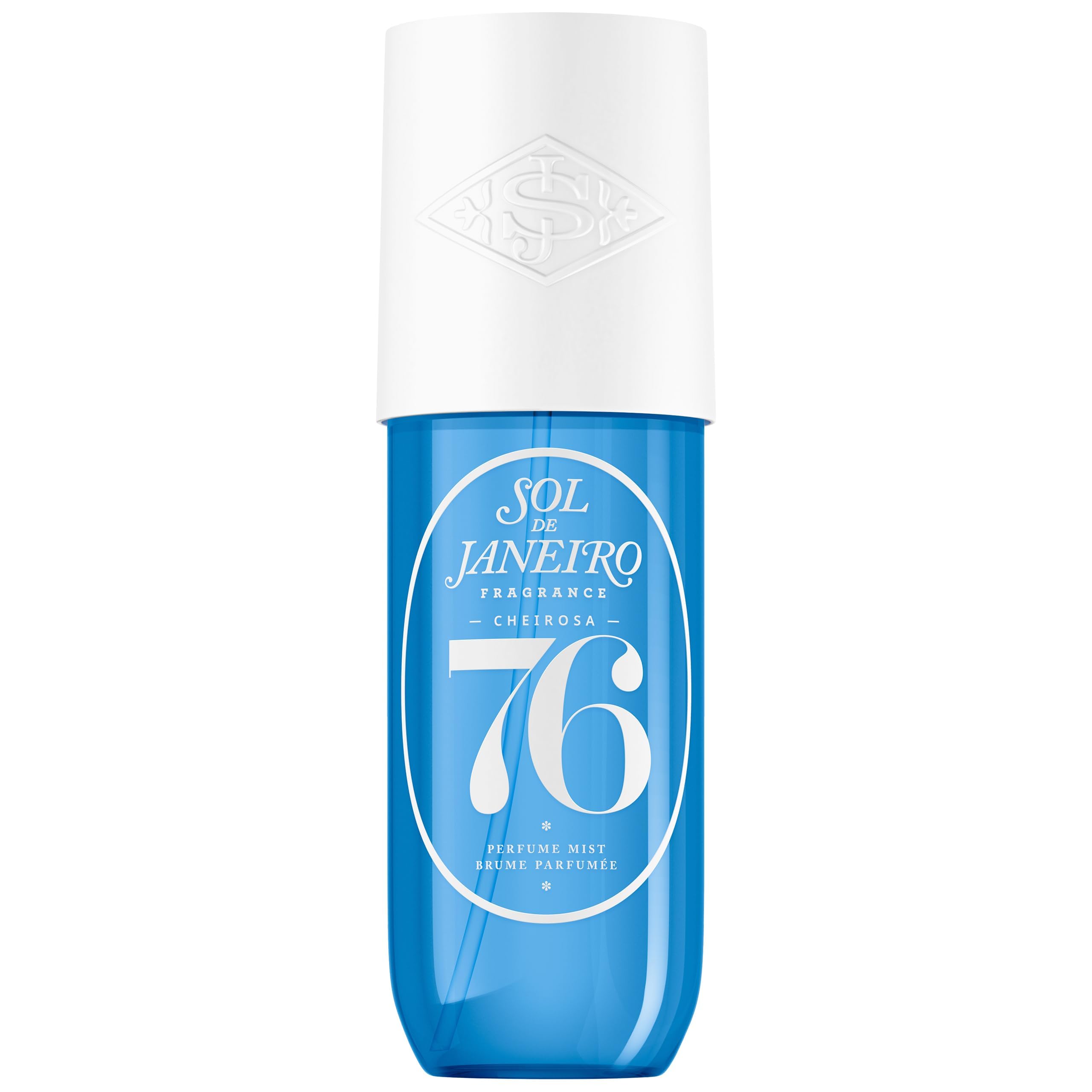 Sol de Janeiro Cheirosa 76 bottle pour highlights premium packaging for on-the-go use.