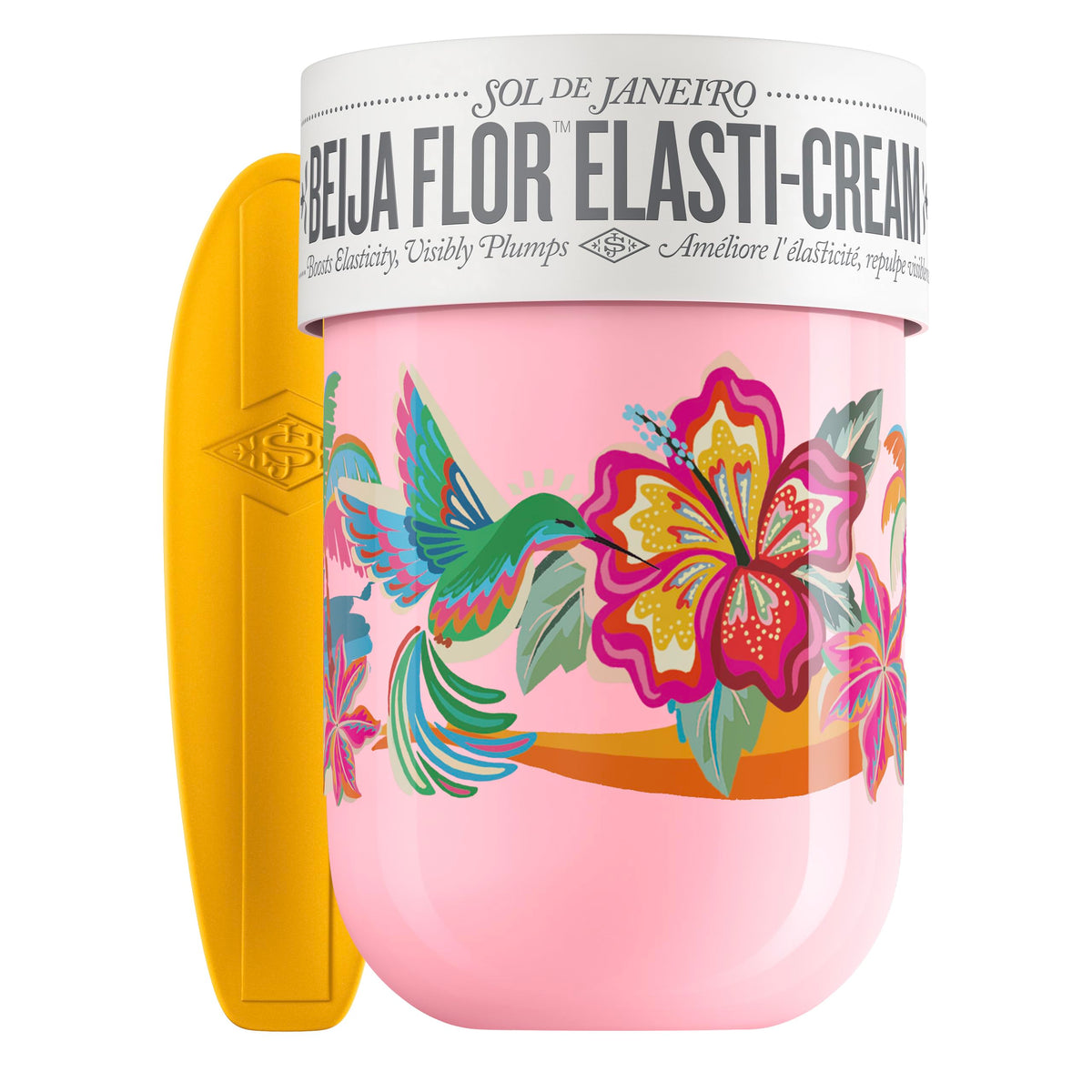 Sol de Janeiro Collagen Biggie Beija Flor Elasti-Cream jar closeup showing rich, plump-boosting texture