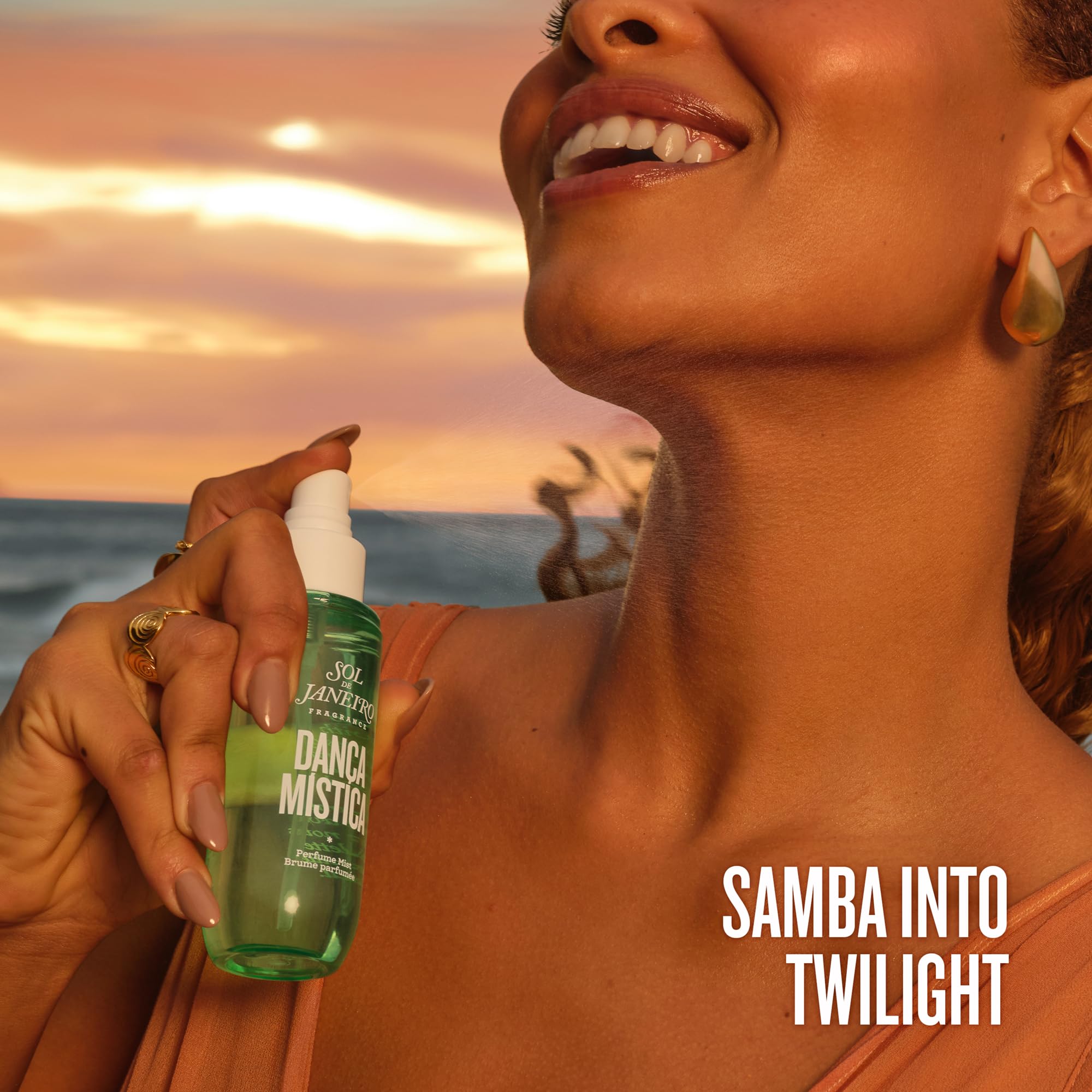 Sol de Janeiro Danca Mistica with vanilla and sandalwood hints, ideal for layering.