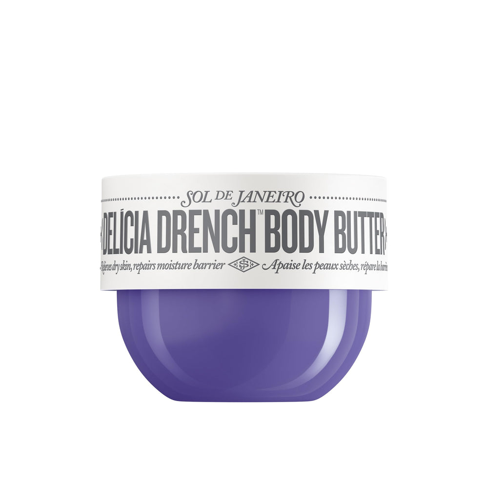 Sol de Janeiro Delicia Drench 75ml jar shows rich texture for deep hydration.