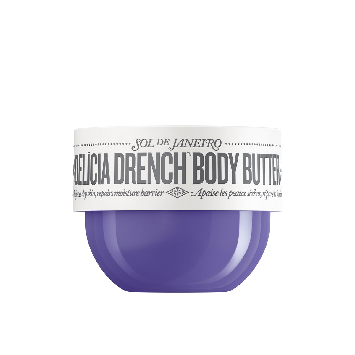 Sol de Janeiro Delicia Drench 75ml jar shows rich texture for deep hydration.