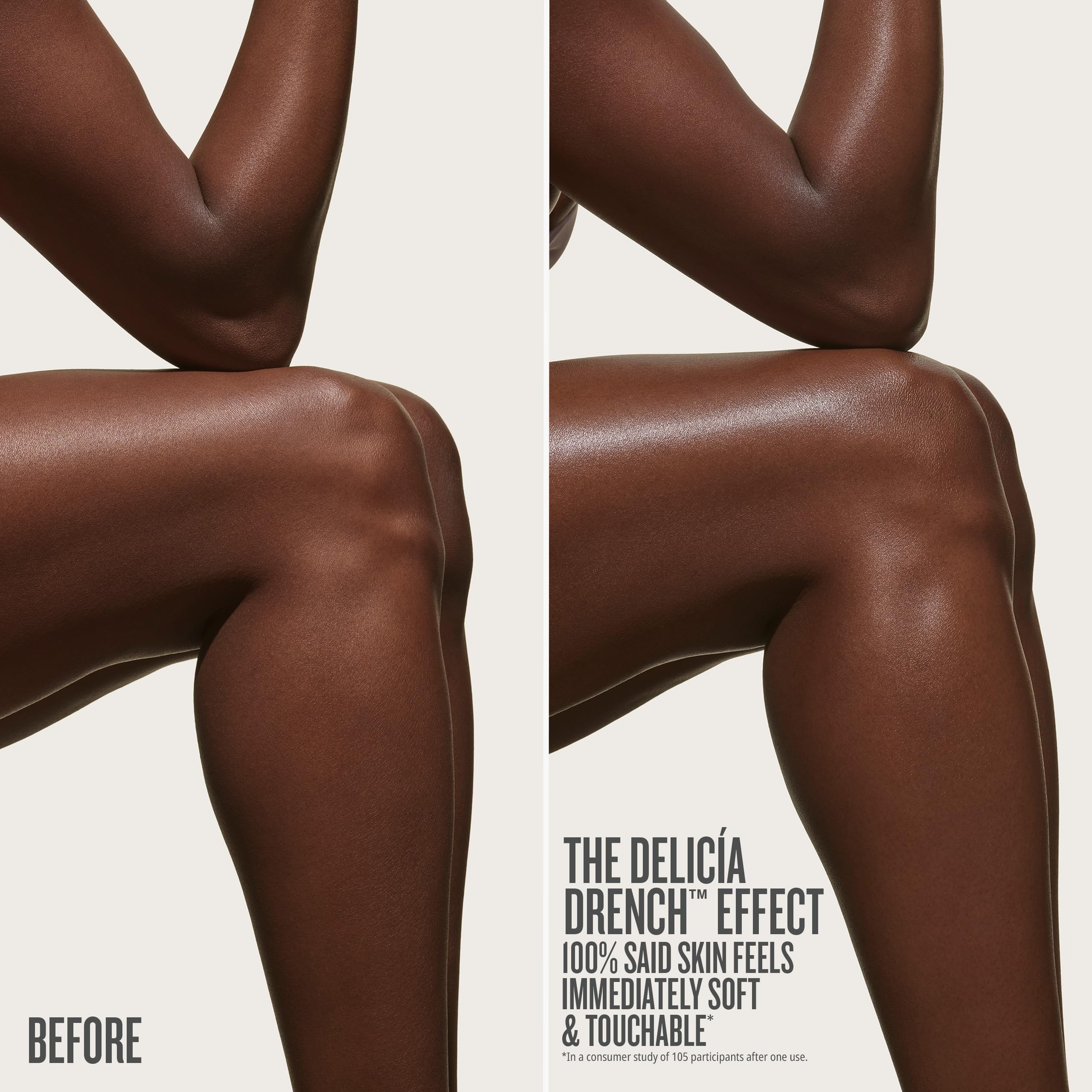 Sol de Janeiro Delicia Drench texture swatch on skin for silky moisture.