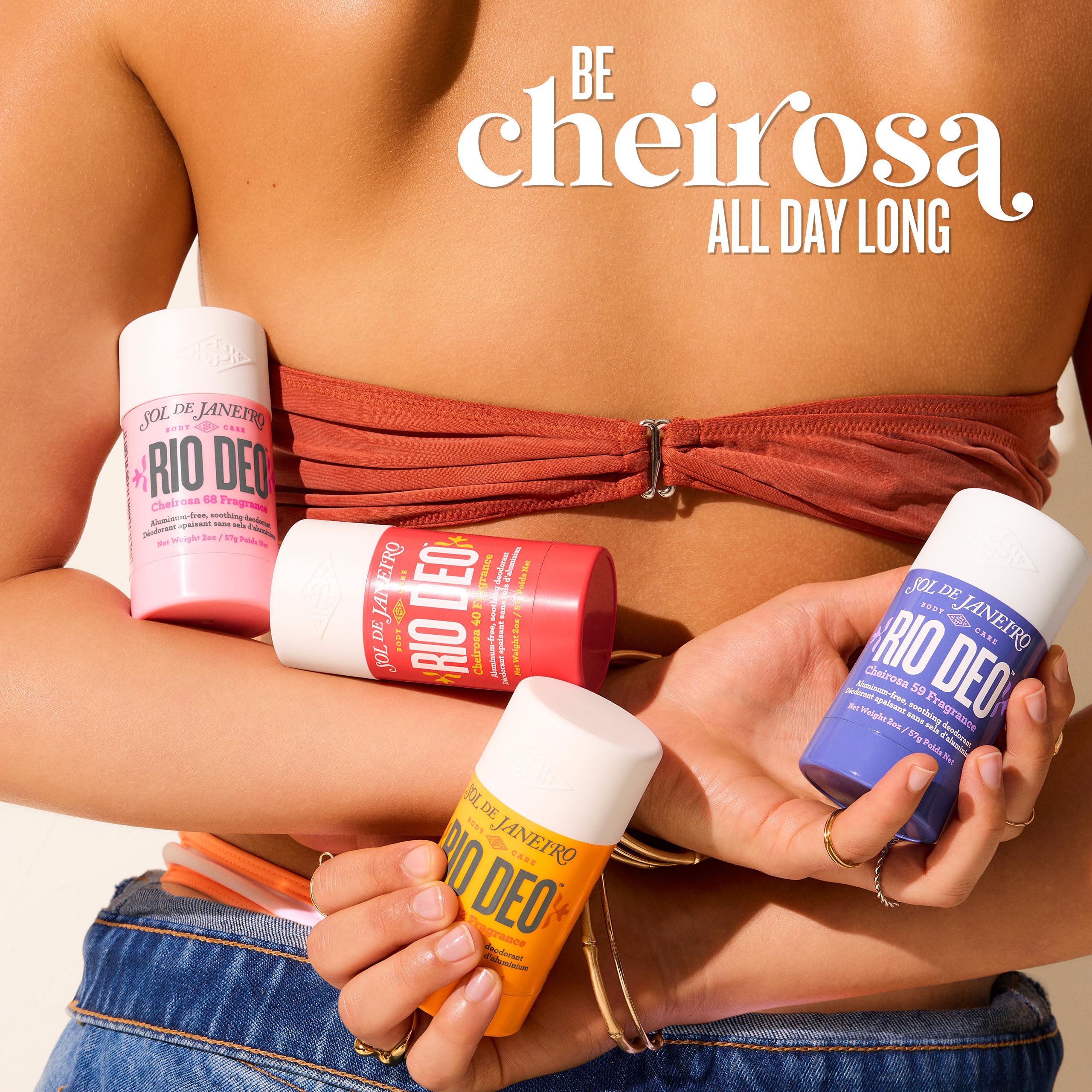 Sol de Janeiro Rio Deo Cheirosa 59 user-friendly notice shows one to two swipes for all-day scent.