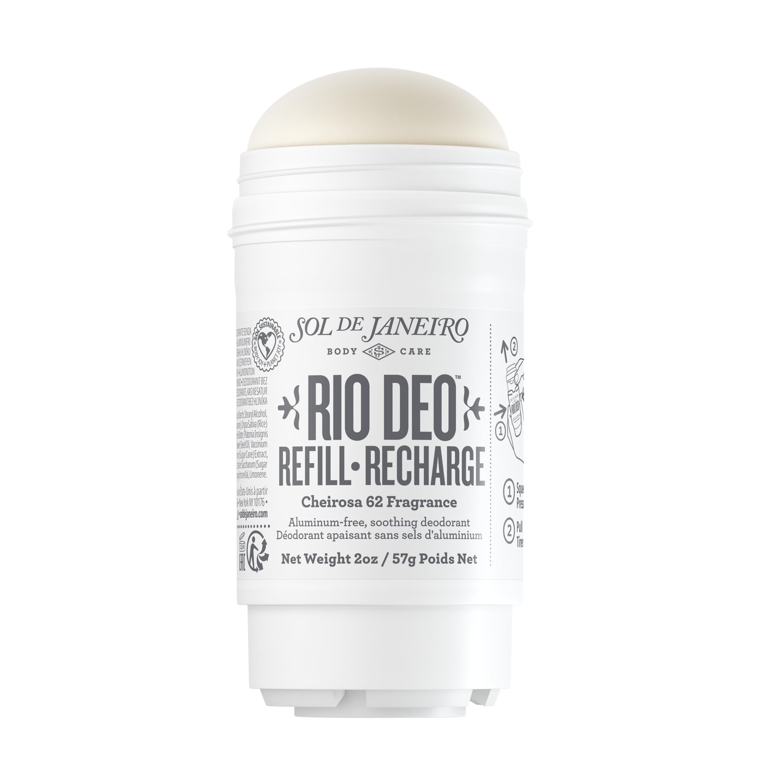 Sol de Janeiro Rio Deo Cheirosa 62 refill bar packaging highlighting eco-friendly design