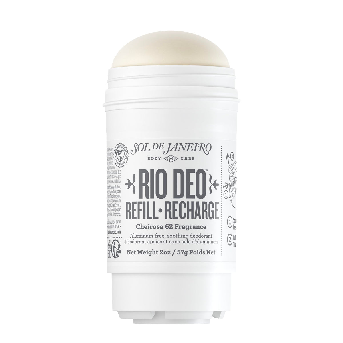 Sol de Janeiro Rio Deo Cheirosa 62 refill bar packaging highlighting eco-friendly design