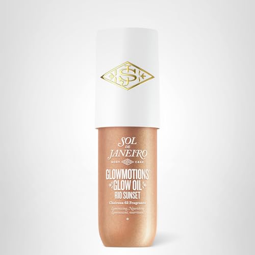 Sol de Janeiro Rio Sunset Glow Oil close up shows shimmering champagne finish.