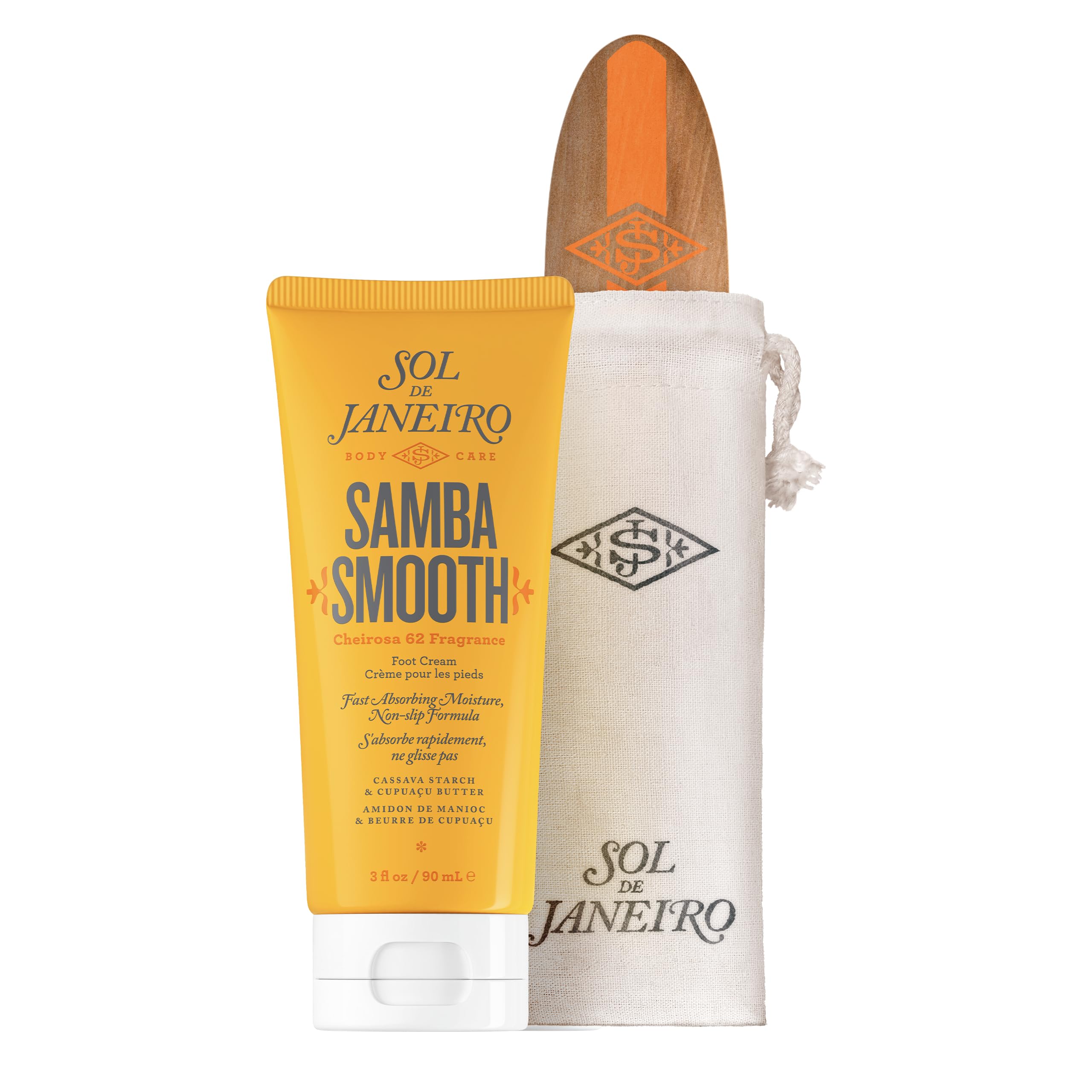 Sol de Janeiro Samba Smooth Foot Cream front view highlights hydrating formula for silky feet.