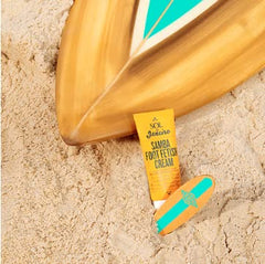 Sol de Janeiro Samba Smooth Foot Cream lifestyle image promises spa-like pampering for refreshed feet.
