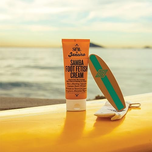Sol de Janeiro Samba Smooth Foot Cream smoothing board close-up shows exfoliation for smoother heels.