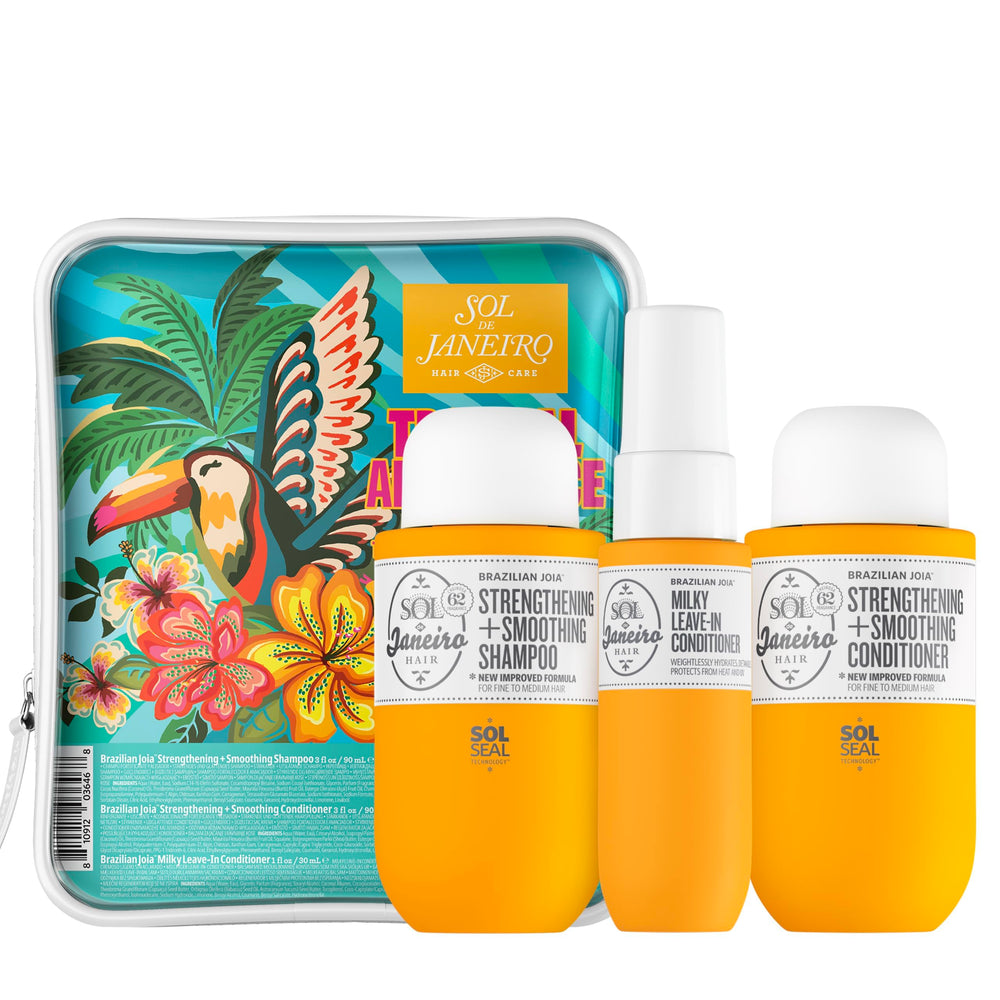 Sol de Janeiro Tropical Abundance Milky Leave-In Conditioner spray—detangles and protects against heat.