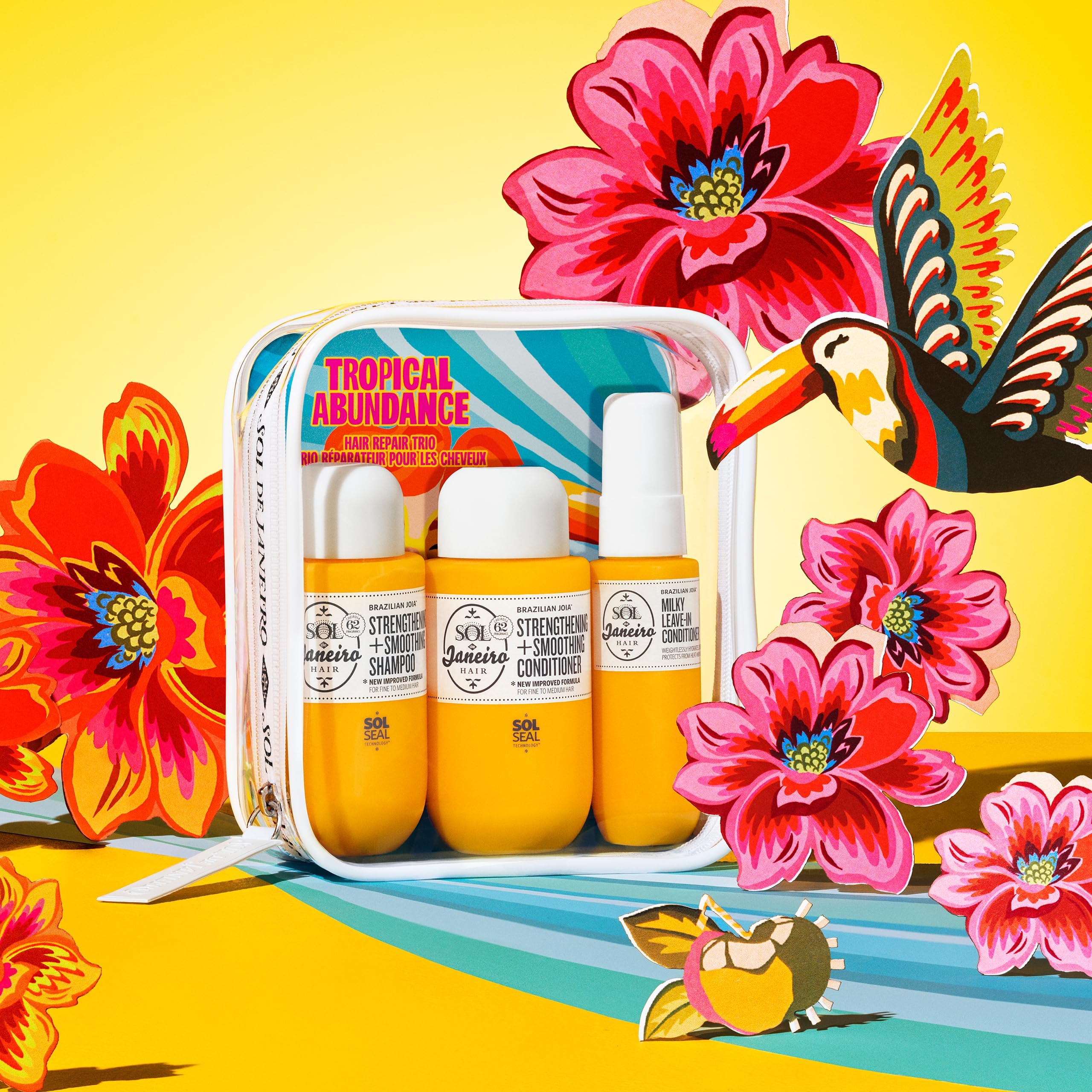 Sol de Janeiro Tropical Abundance travel-size packaging—perfect TSA-friendly weekend kit.