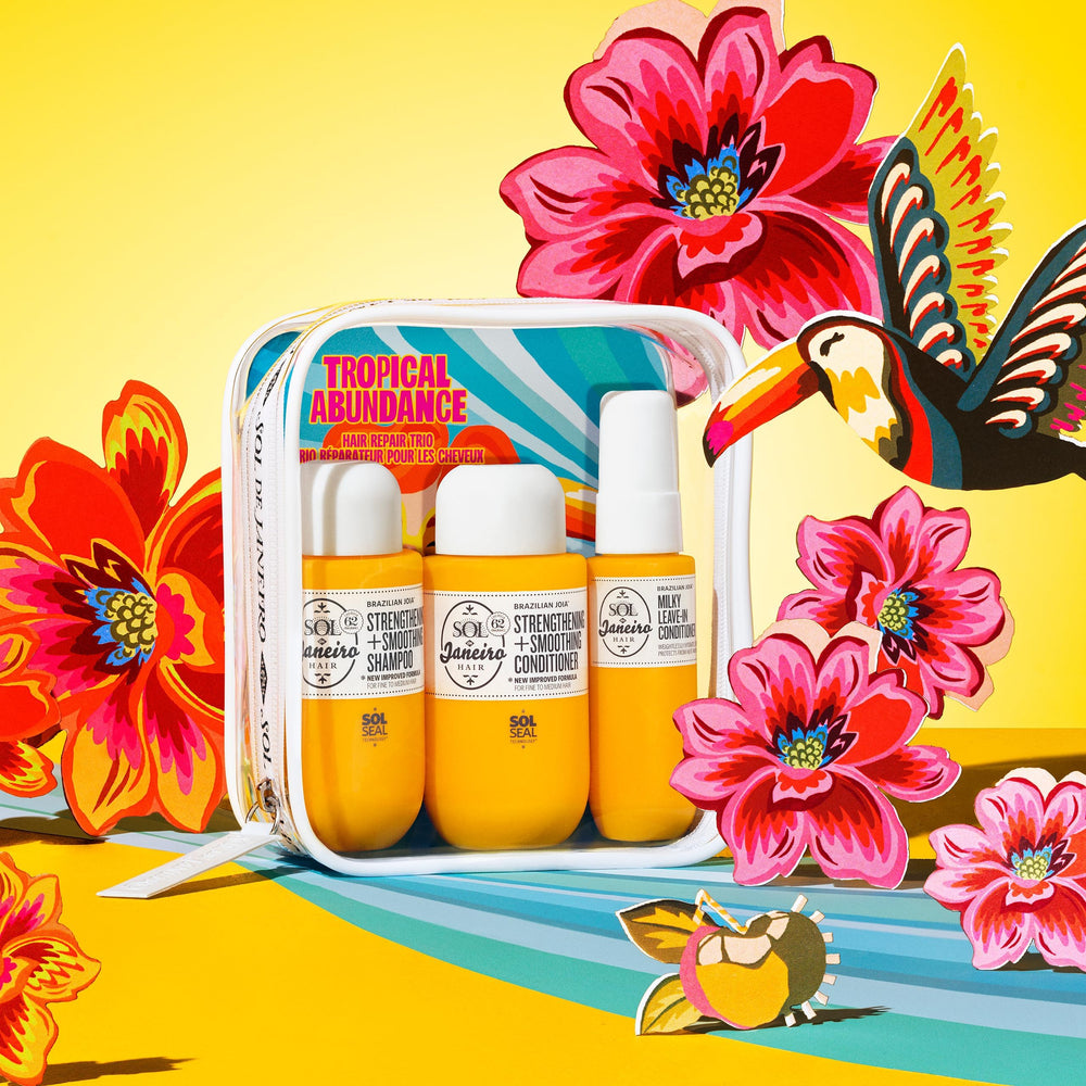 Sol de Janeiro Tropical Abundance travel-size packaging—perfect TSA-friendly weekend kit.