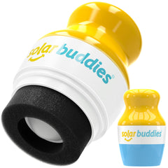 Solar Buddies sunscreen applicator blue pump-sponge for mess-free application.