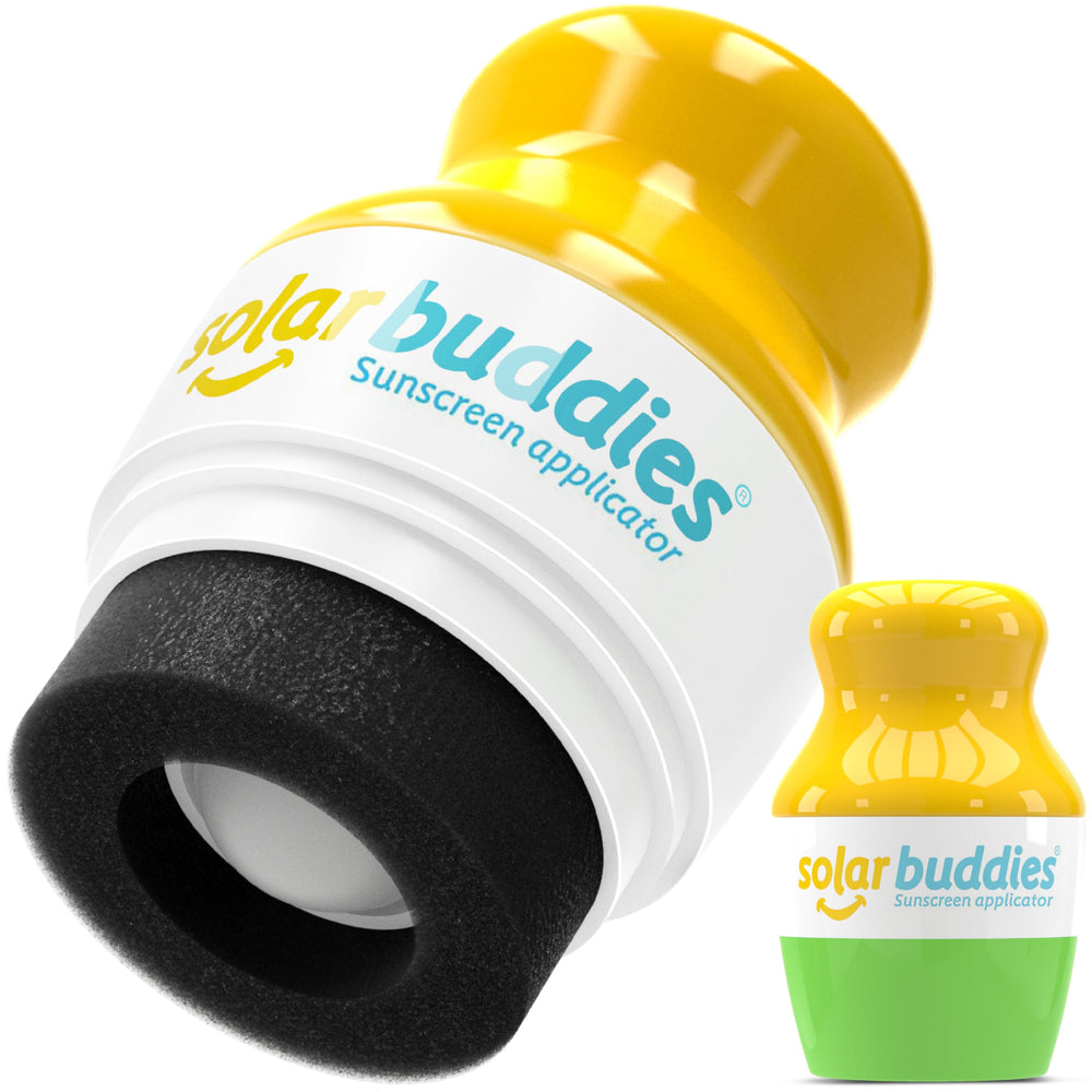Solar Buddies Sunscreen Applicator Green front view for easy on-the-go sun protection.