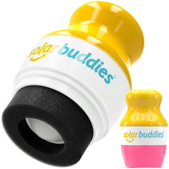 Solar Buddies sunscreen applicator pink holds 3.4 oz for travel-friendly sun protection.