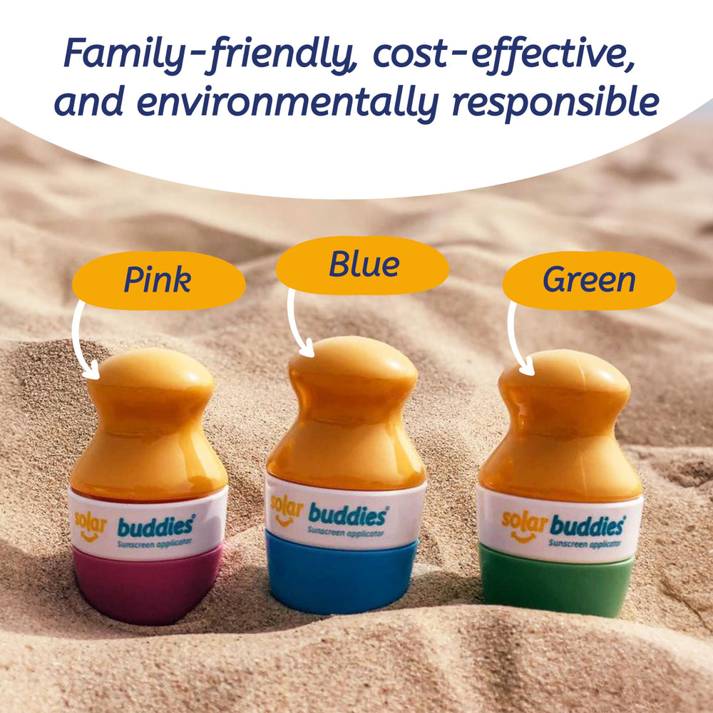 Solar Buddies Sunscreen Applicator Kids Family Use supports quick, mess-free sunscreen routines