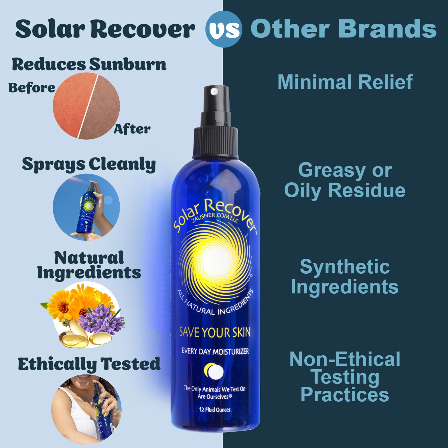 Solar Recover features calendula and lavender oils for calming hydration.