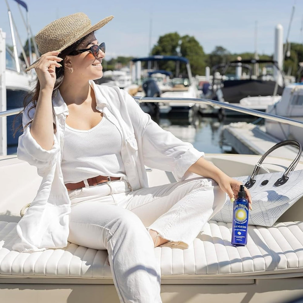 Solar Recover spray used during sun-exposure routine for refreshing hydration.