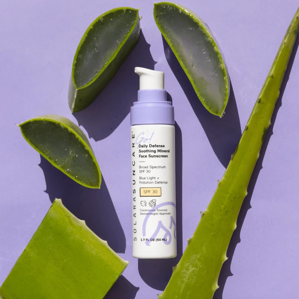 Solara Suncare Go! Daily Defense sunscreen texture closeup showing smooth, non-greasy application