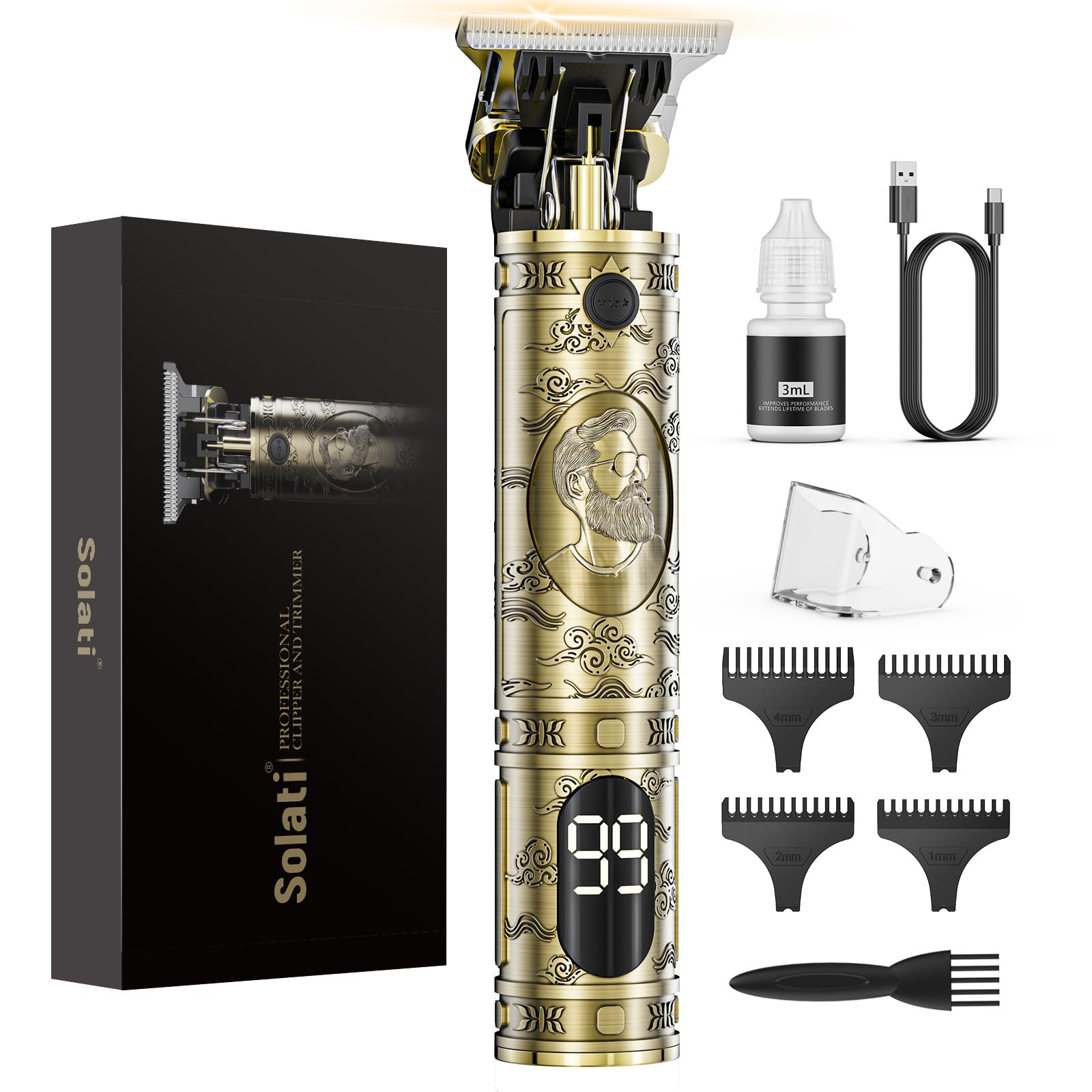 Solati cordless hair clippers with LCD display show battery levels for easy grooming